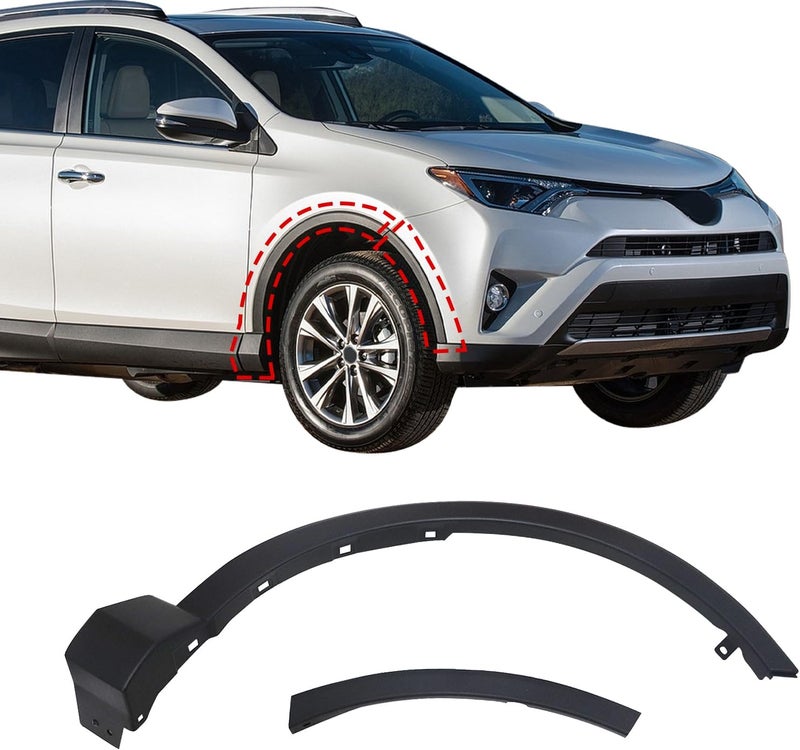 Sekeseauto سيكوس أوتو بارتس 2 قطعة من تريم الفندر الجانبي الأيمن للعجلات متوافق مع تويوتا راف 4 2013-2018 2.5L l4 استبدال# 75601-0R060 52112-0R060 7560142100 TO1291113 - Image 1